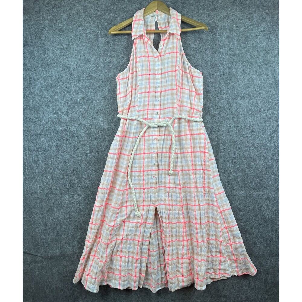 Ella Moss Dress Womens Extra Large‎ Plaid Pinafore Rope Belt Modern Cottage